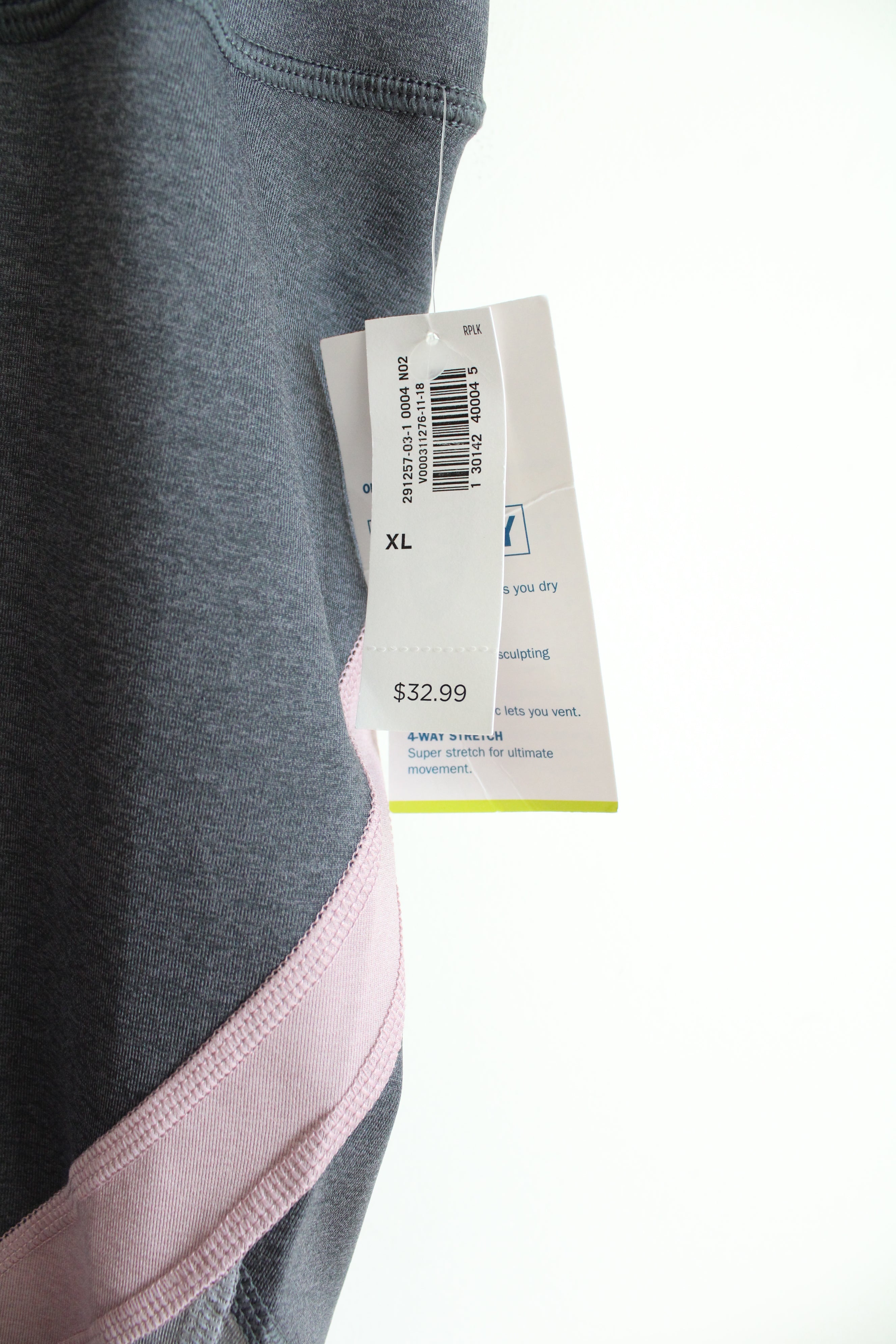 NEW Old Navy High Rise Ankle Gray & Pink Athletic Leggings | XL