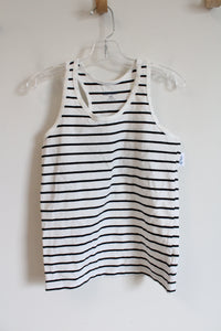 NEW Old Navy White & Black Striped Fitted Tank Top | Youth L (10/12)