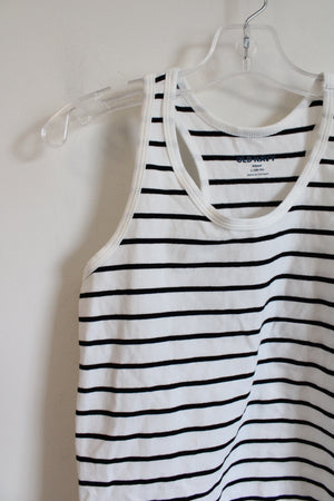 NEW Old Navy White & Black Striped Fitted Tank Top | Youth L (10/12)