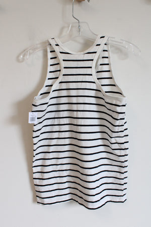 NEW Old Navy White & Black Striped Fitted Tank Top | Youth L (10/12)