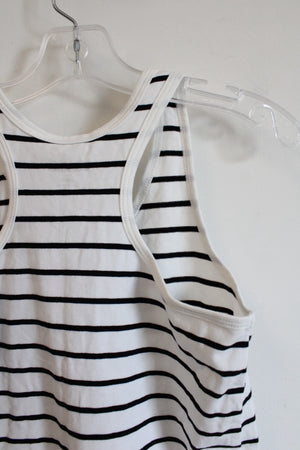 NEW Old Navy White & Black Striped Fitted Tank Top | Youth L (10/12)