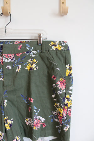 a.n.a. Olive Green Floral Twill Shorts | 18W