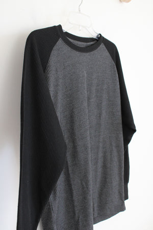 Architect Black & Gray Waffle Knit Long Sleeved Shirt | L