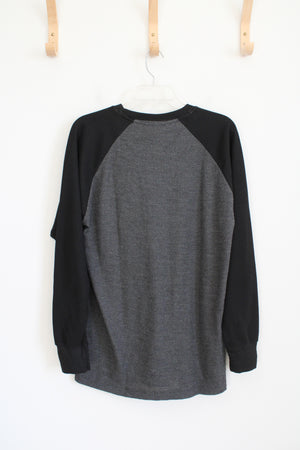 Architect Black & Gray Waffle Knit Long Sleeved Shirt | L