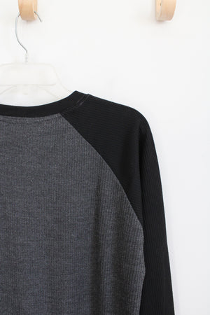 Architect Black & Gray Waffle Knit Long Sleeved Shirt | L