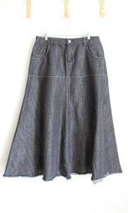 Style J Long Black Flared Denim Skirt | 14