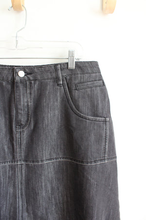 Style J Long Black Flared Denim Skirt | 14