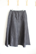 Style J Long Black Flared Denim Skirt | 14