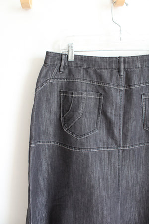 Style J Long Black Flared Denim Skirt | 14