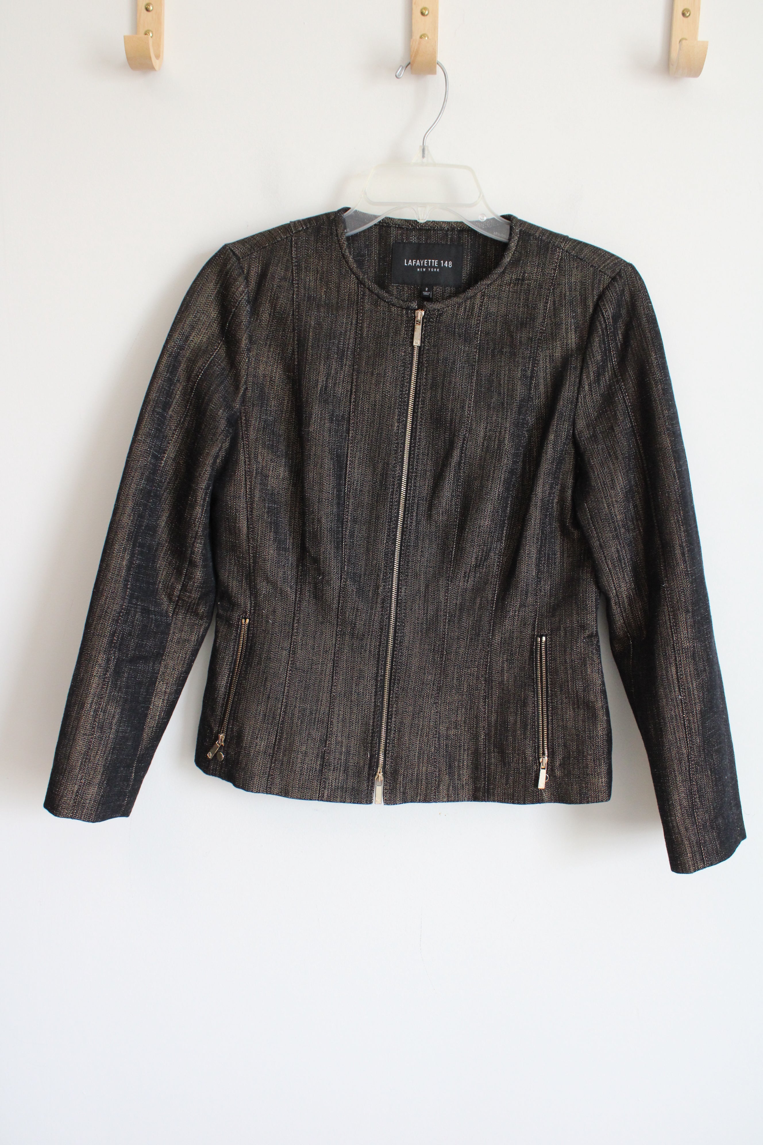 Lafayette 148 New York Brown Black Bronze Shimmer Jacket | 2