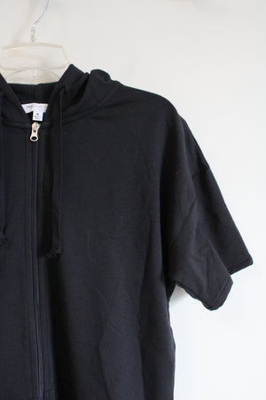 Real Comfort Black Short Sleeved Zip-Up Hoodie | M