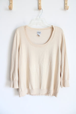 Chico's Tan Scoop Neck Sweater | 3 (XL)