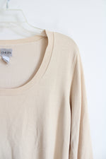 Chico's Tan Scoop Neck Sweater | 3 (XL)