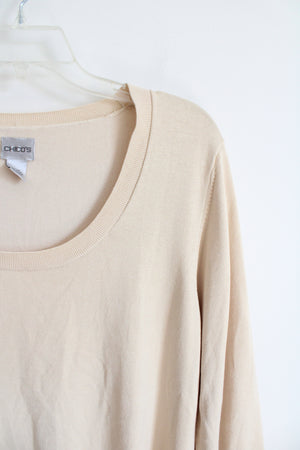 Chico's Tan Scoop Neck Sweater | 3 (XL)