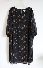 Ava & Viv Black & Tan Dandelion Patterned Sheer Sleeved Dress | 4X