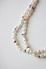 Ivory Genuine Baroque Pearl Rainbow Glass Beaded Necklace