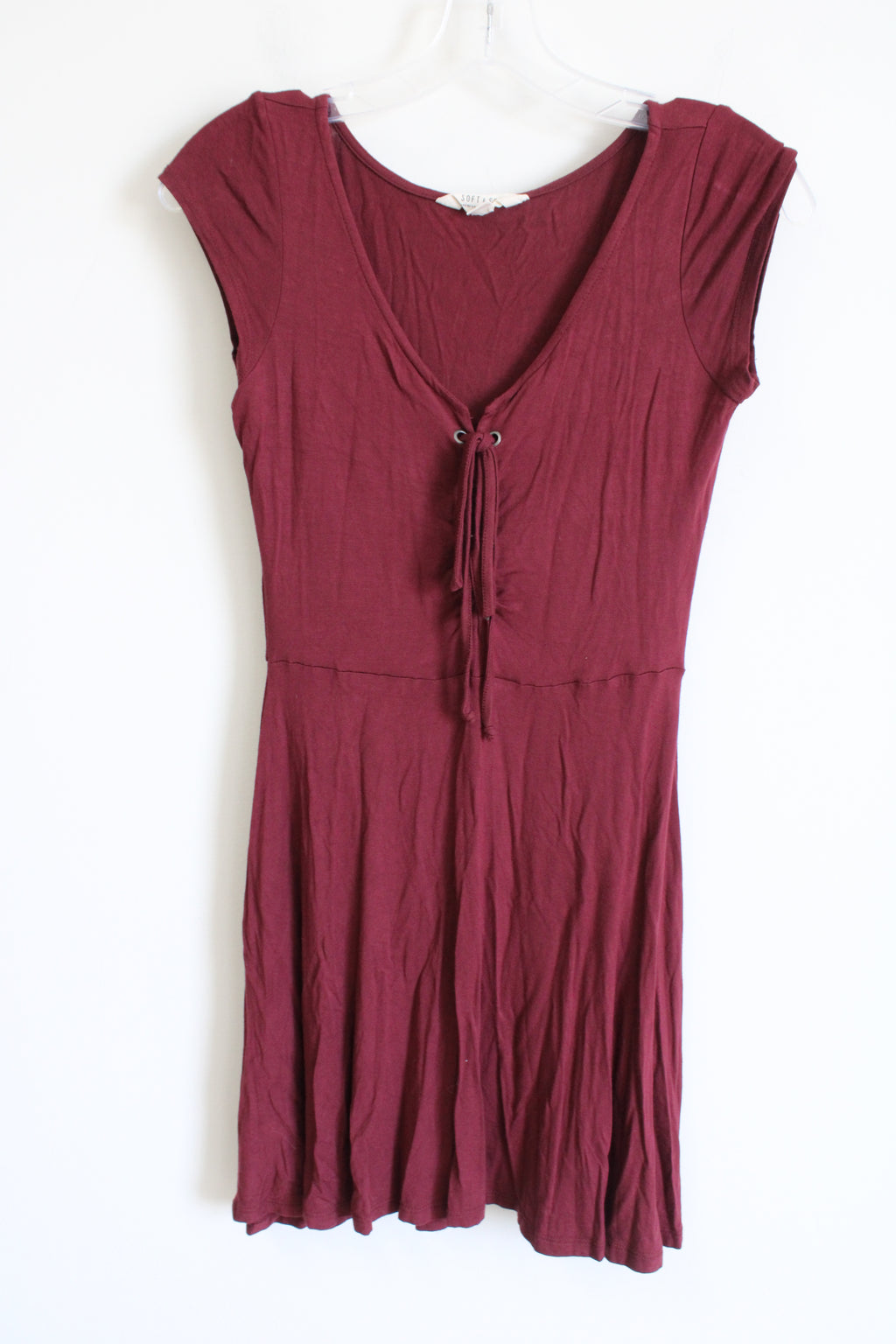 American Eagle Soft & Sexy Lace Up Burgundy Dress | S
