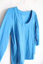 Susan Graver Weekend Cotton Essentials Blue Scoop Neck Top | L