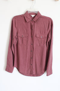 Aeropostale Sueded Dusty Rose Button Down Top | S