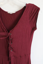 American Eagle Soft & Sexy Lace Up Burgundy Dress | S