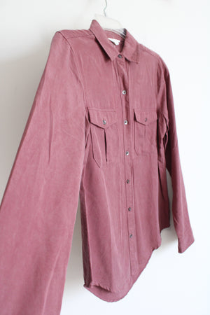 Aeropostale Sueded Dusty Rose Button Down Top | S