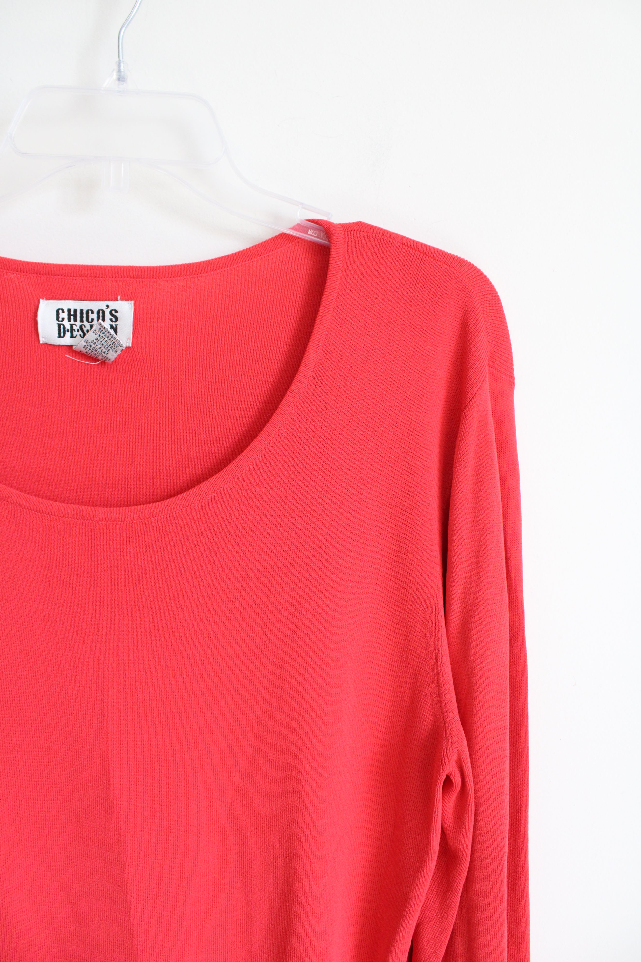 Chico's Design Red Long Sleeved Knit Top | 3 (XL)