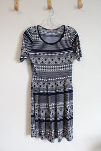 Pretty Young Thing Navy & White Triangle Patterned Dress | M