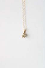 Emerald & Crystal Flower Pendant 14K Yellow Gold Necklace