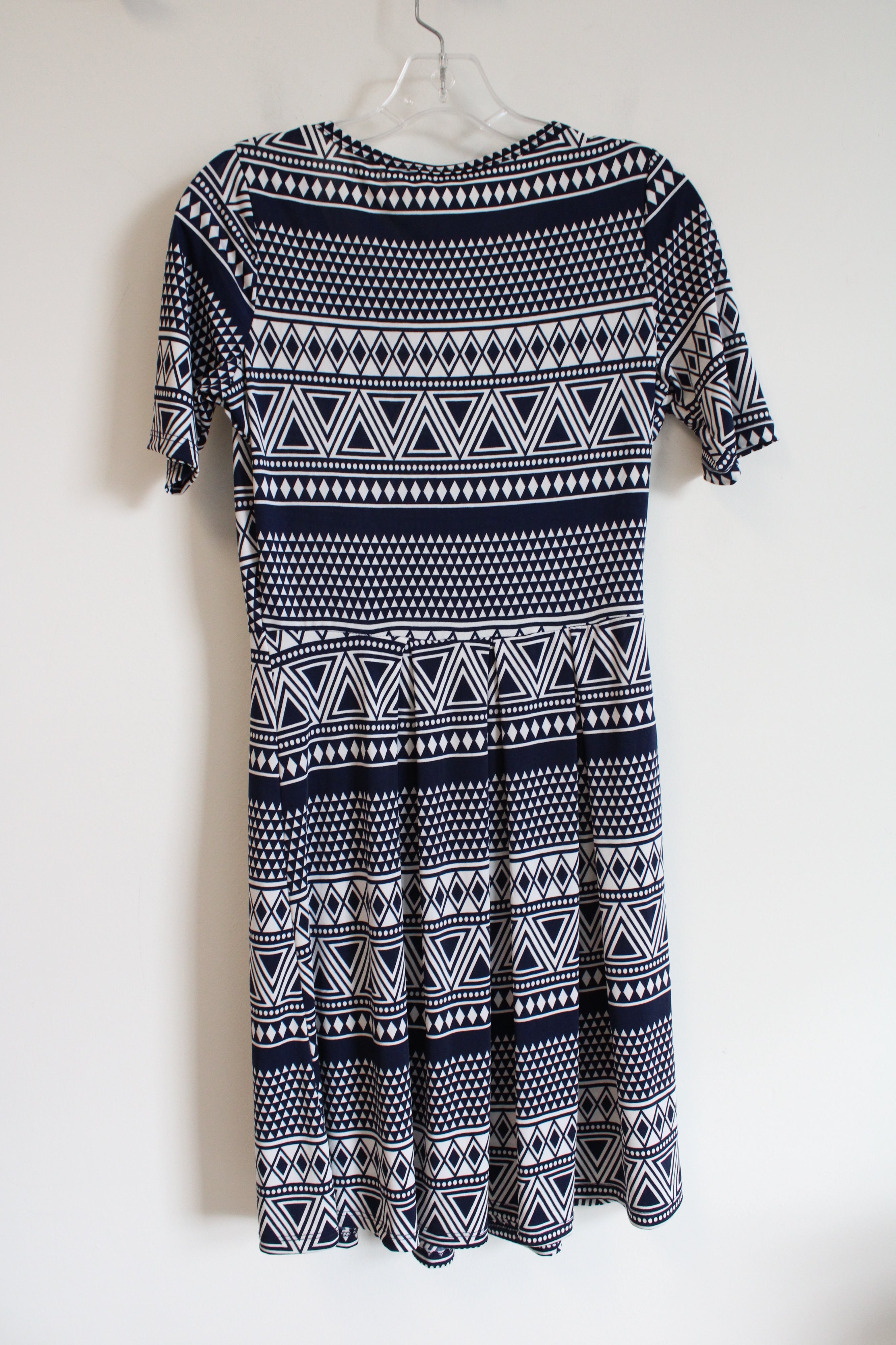 Pretty Young Thing Navy & White Triangle Patterned Dress | M