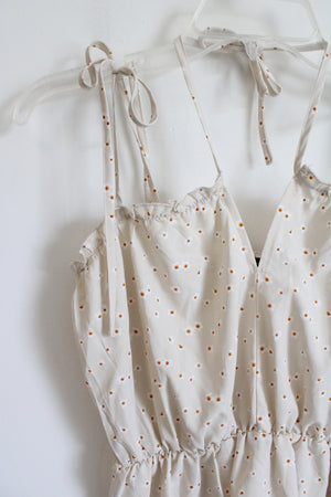 Zaful Tan & White Floral Strappy Dress | L