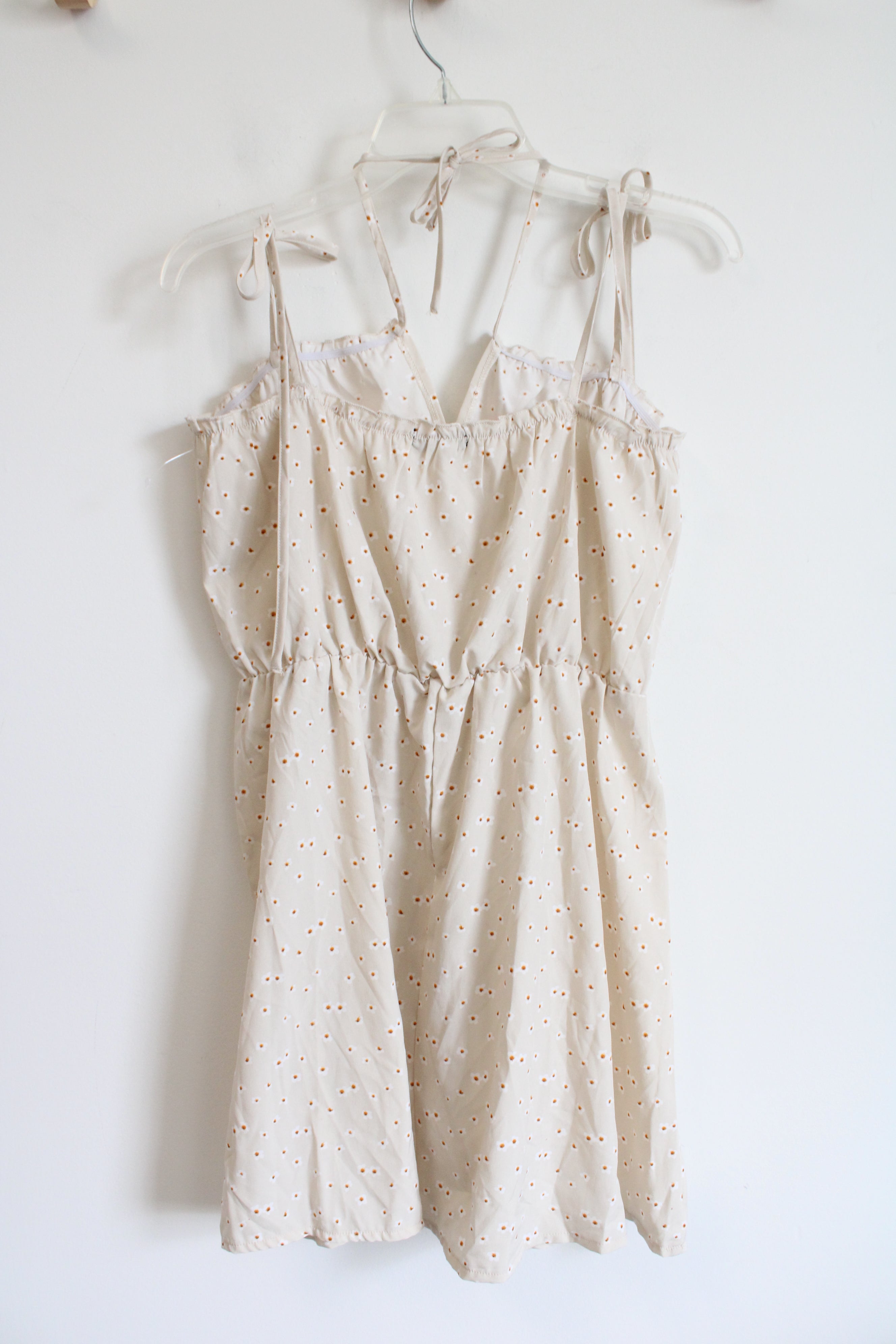 Zaful Tan & White Floral Strappy Dress | L