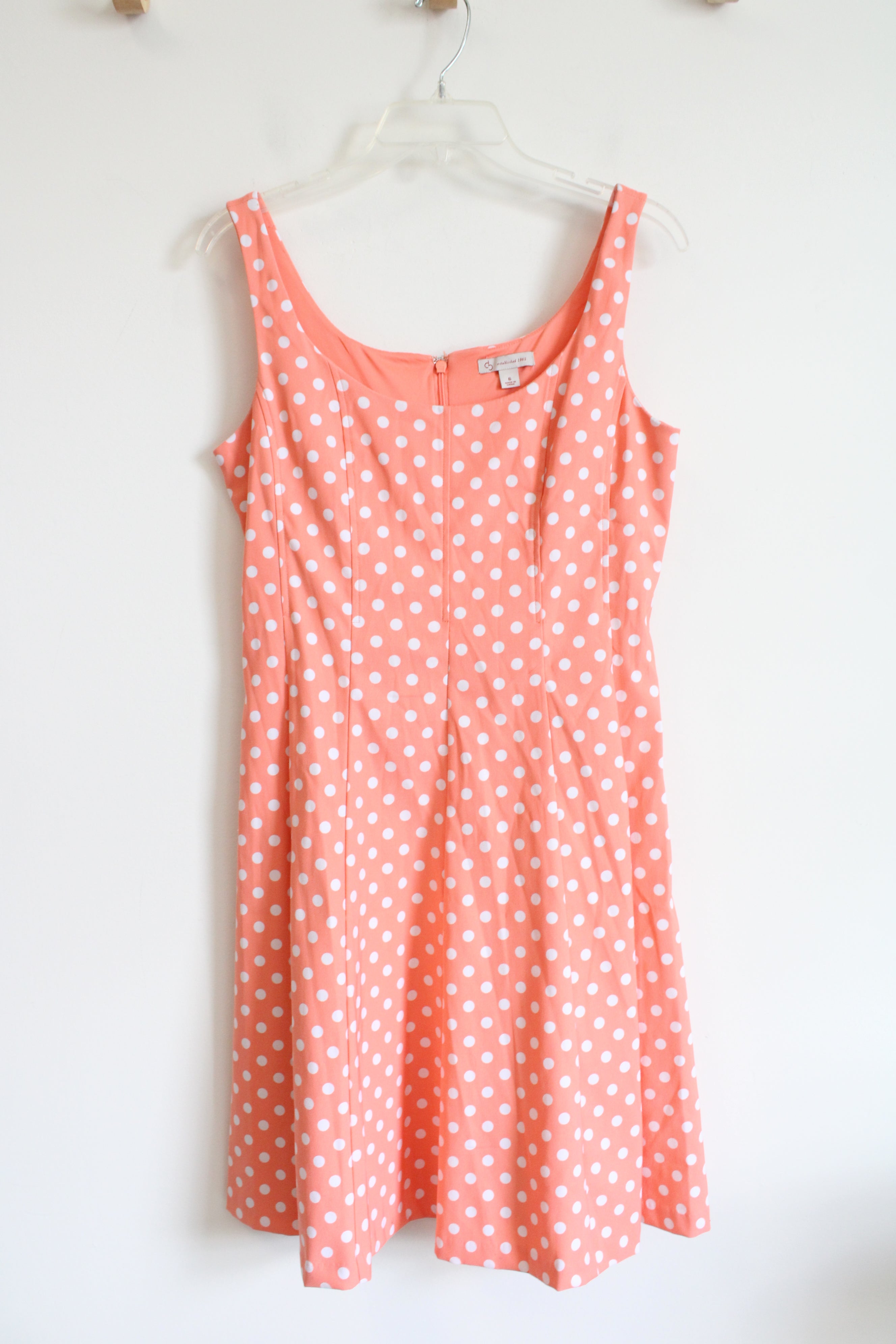 Dressbarn Orange & White Polka Dot Swing Dress | 6