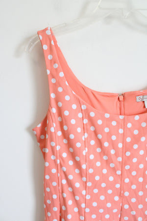 Dressbarn Orange & White Polka Dot Swing Dress | 6