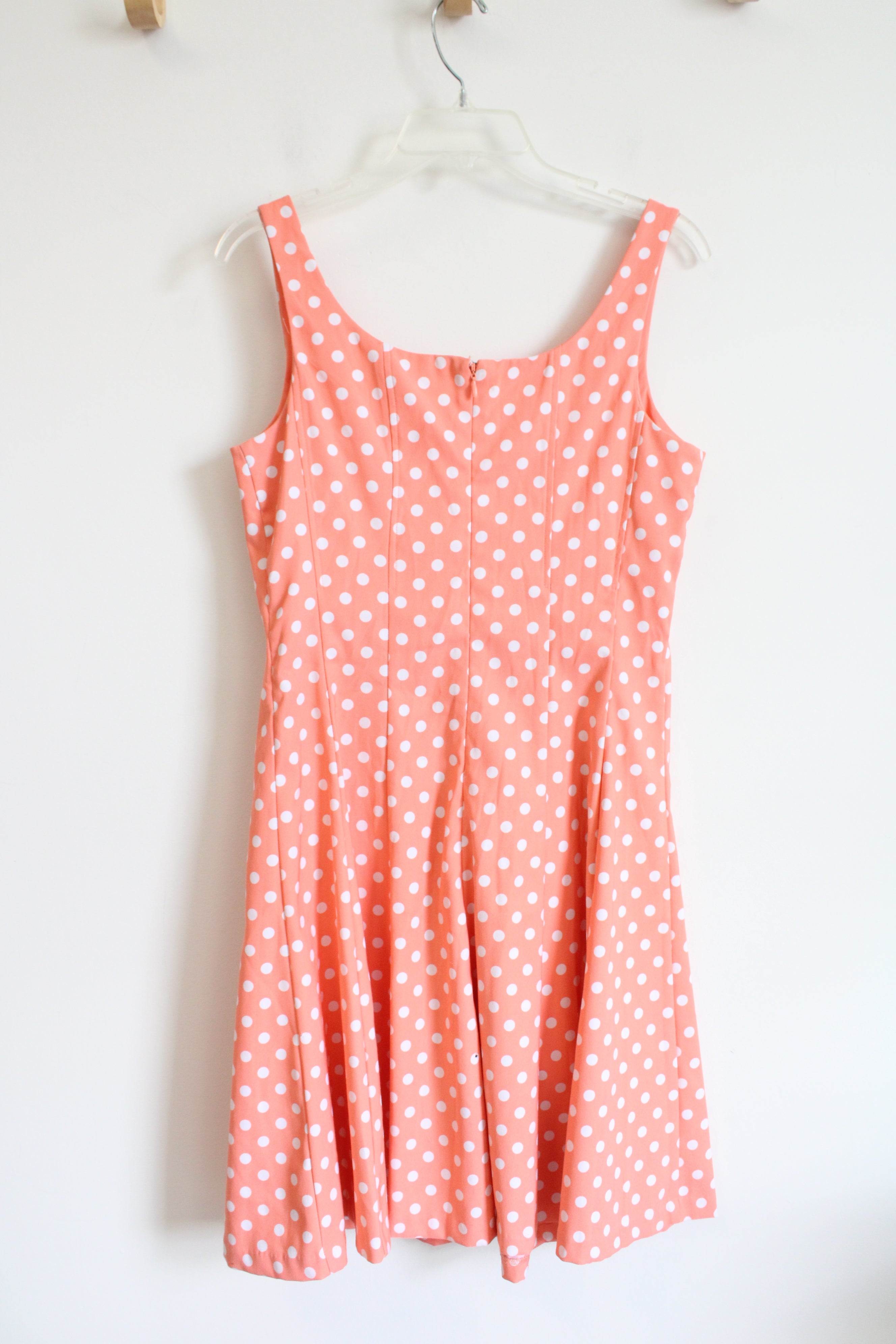 Dressbarn Orange & White Polka Dot Swing Dress | 6