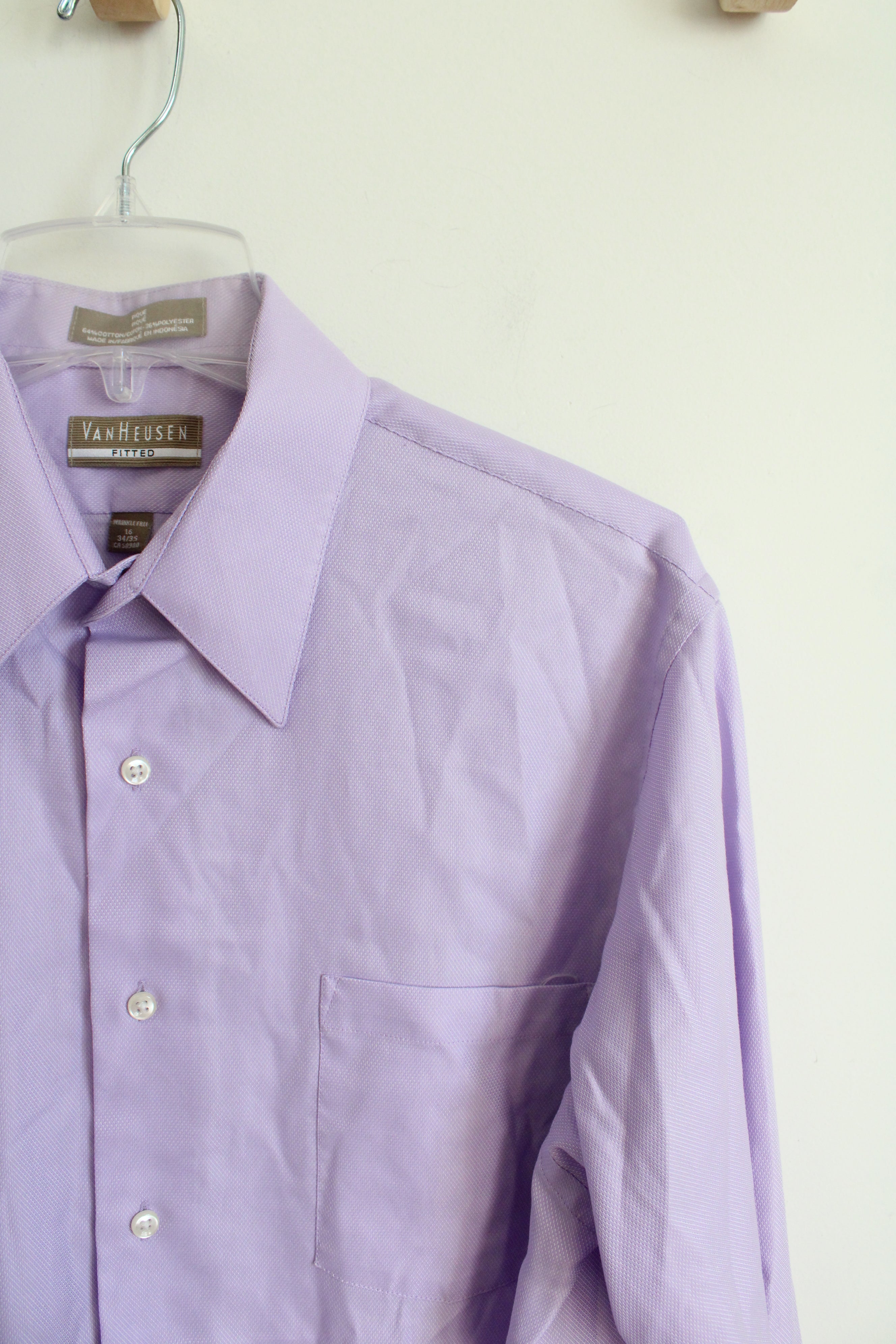 Van Heusen Fitted Purple Long Sleeved Button Down Shirt | 16-34/35 (L)