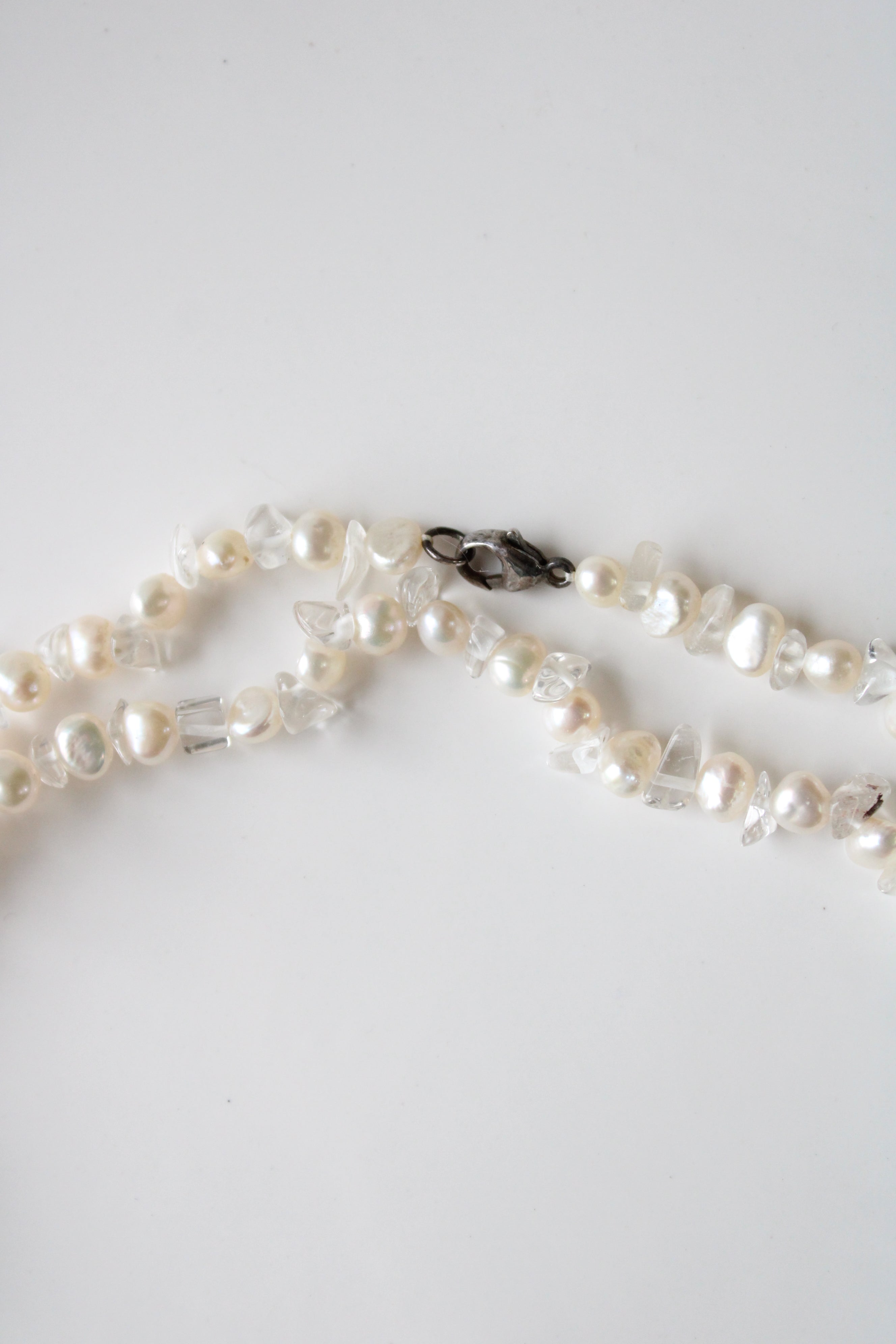 Ivory Genuine Pearl & Clear Glass Beaded Necklace