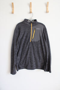 Eddie Bauer Gray Fleece Quarter Zip Sweatshirt | L