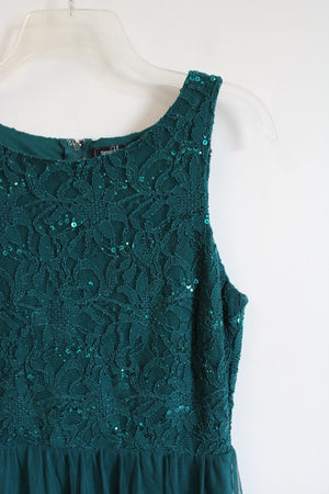 Speechless Emerald Green Sequined Tulle Dress | 11