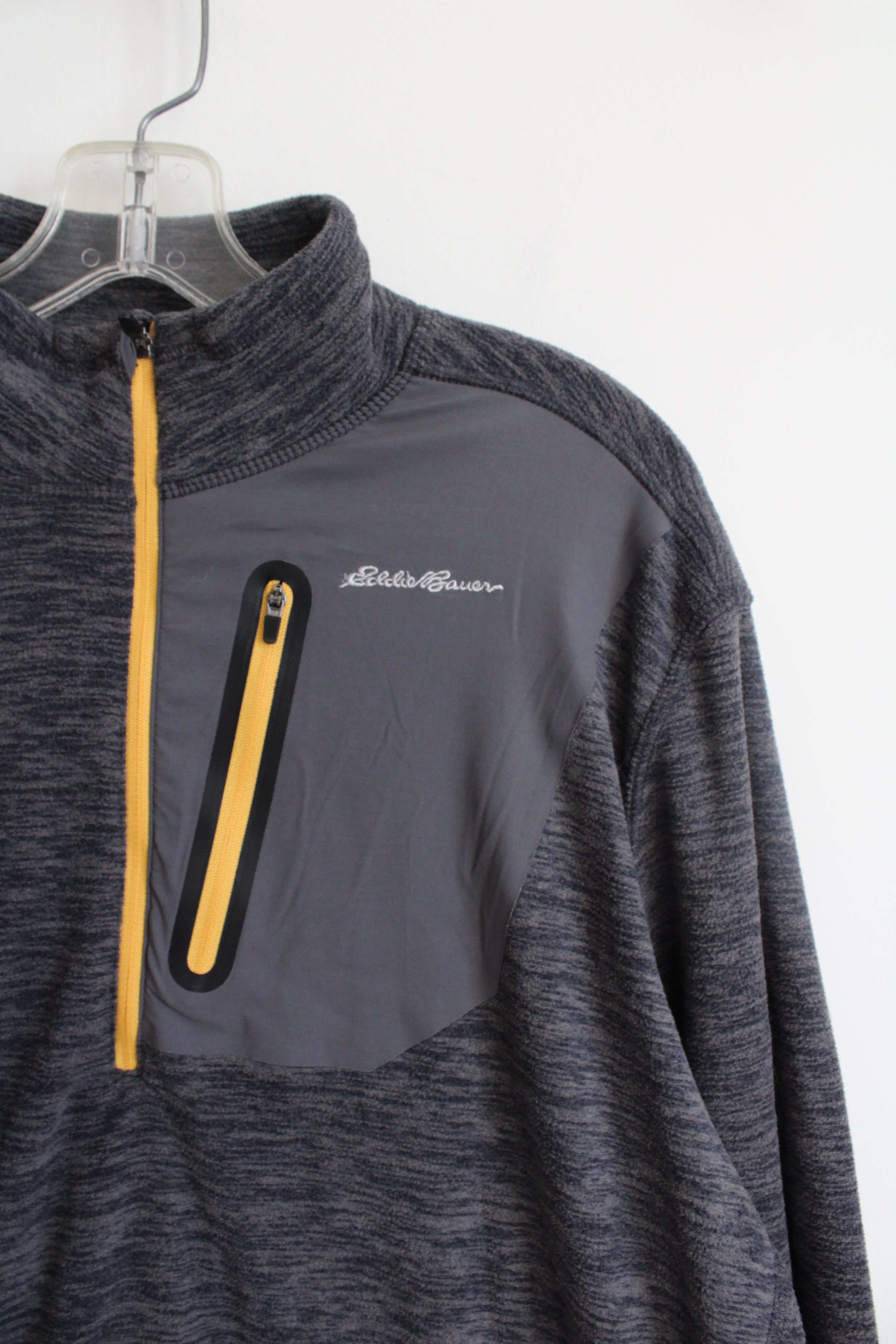 Eddie Bauer Gray Fleece Quarter Zip Sweatshirt | L