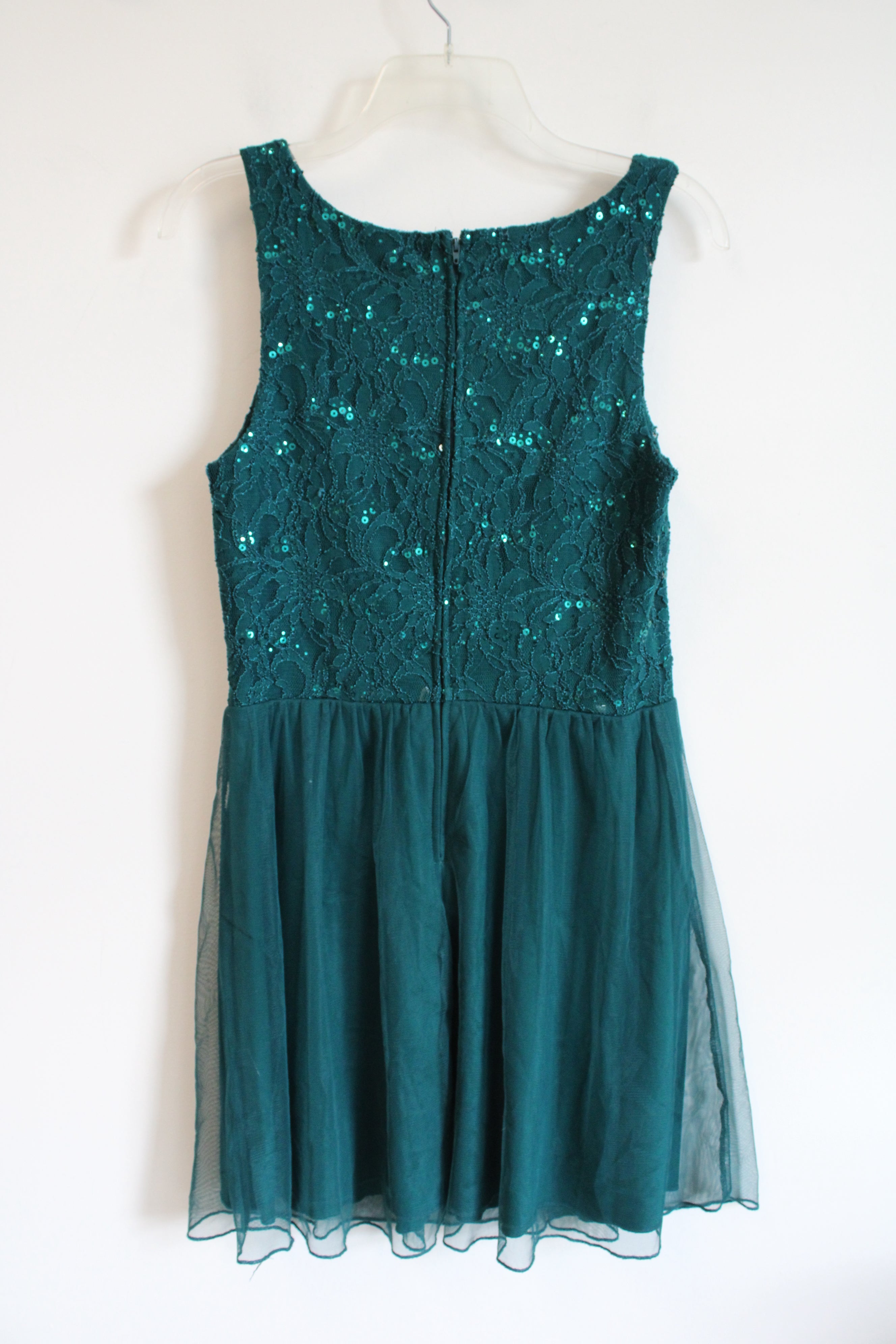 Speechless Emerald Green Sequined Tulle Dress | 11