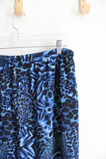 Susan Graver Blue & Black Leopard Print Maxi Skirt | 2X