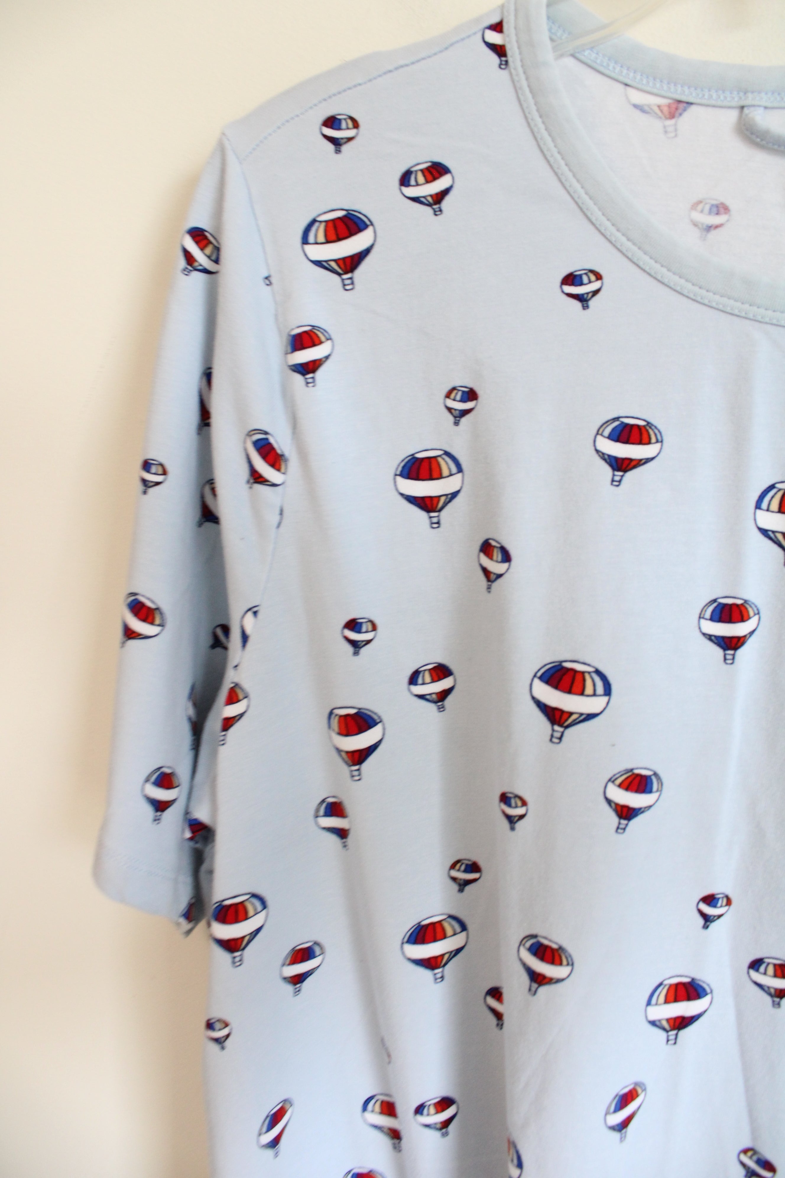 Lands End Light Blue Hot Air Balloon T Shirt Dress L 14 16 Jubilee Thrift