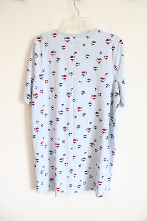 Lands' End Light Blue Hot Air Balloon T-Shirt Dress | L (14/16)