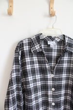 The Tog Shop Black & White Button Down Plaid Top | 3X