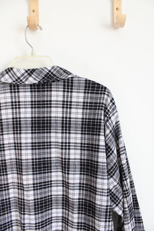 The Tog Shop Black & White Button Down Plaid Top | 3X