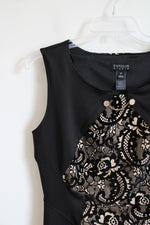 En Focus Studio Black & Tan Velvet Lace Textured Dress | 12