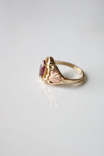 Pink Marquise Stone 10K Yellow Gold Leaf Design Ring | Size 6