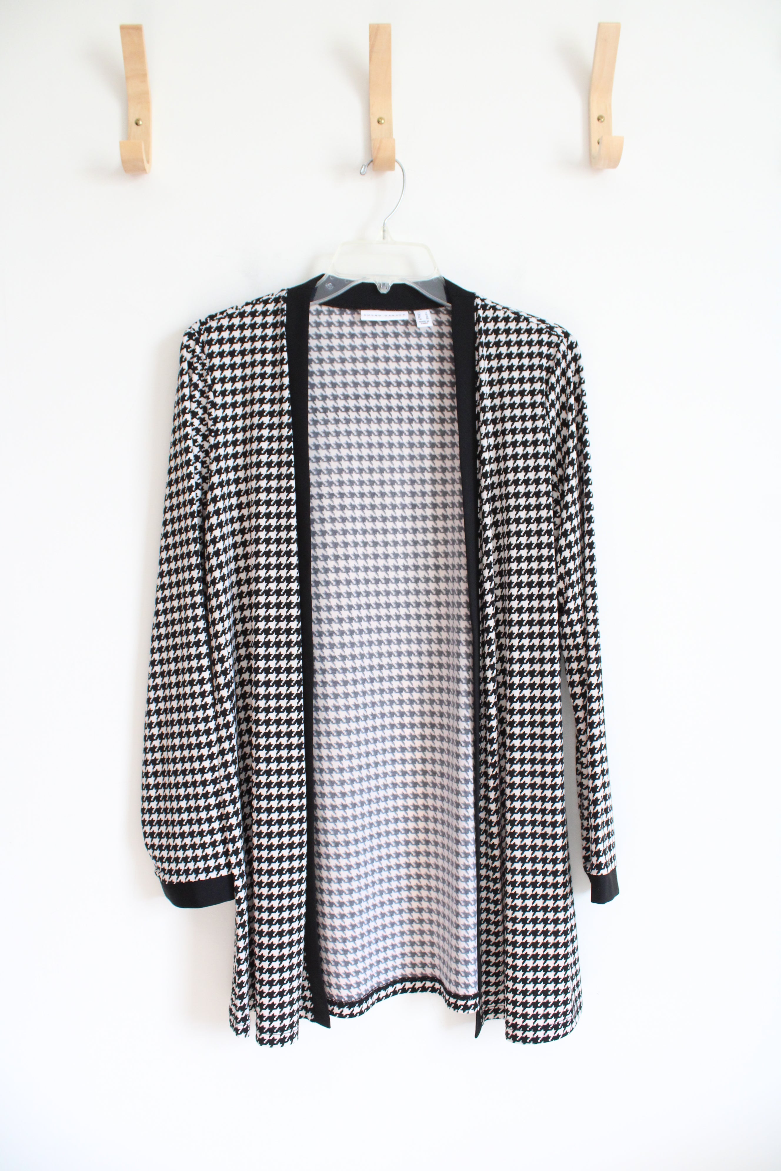 Susan Graver Black & White Houndstooth Cardigan | S