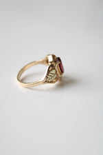 Pink Marquise Stone 10K Yellow Gold Leaf Design Ring | Size 6