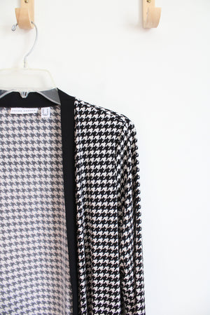 Susan Graver Black & White Houndstooth Cardigan | S